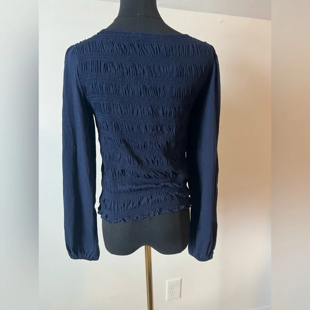 Madewell NWT Smocked Boatneck Top Navy‎ Small